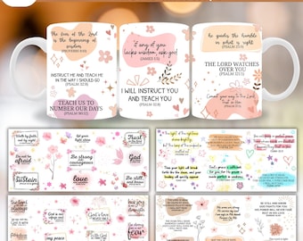 Bible Verse Mug Quotation Design,11 oz Mug design, Positive Quotes Png, Mug Sublimation PNG, Christian Coffee Mug Wrap, Digital Download