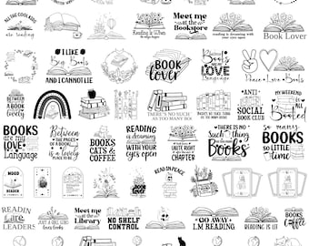 60 lezing SVG-bundel, Floral Book SVG, boekenliefhebber Svg, boek citaten Svg, boeken lezen Svg, magie, mystiek, bloemen boeken SVG