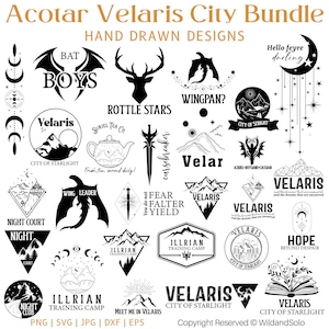 91 Acotar Velaris City Svg-bundel, Velaris City of Starlight ACOTAR, The Night Court, To The Stars City of Starlight, Acotar Velaris Svg