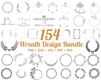 154 Kranz svg, Kreis svg bündel, Weihnachtskranz svg, Weihnachtsdekoration, Familienweihnachtskranz, Blumenkranz svg, handgezeichneter Kranz
