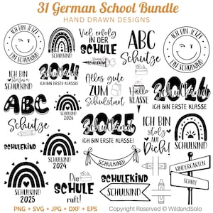 31 Deutsches Schulsvg-Bundle, Schulkind 2026, Deutsche Schulplotterdatei, Schulspruch, Schulanfangssvg, Erste Klasse, Schnitt für Cricut