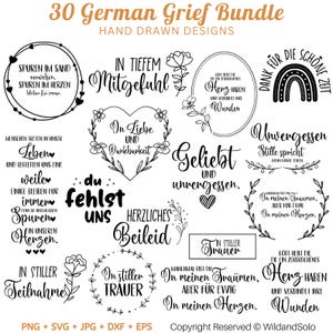 30 Duitse verdriet Svg-bundel, Trauer Duits gezegde svg, Du bist Fräulein svg, Grabkerzen svg, plotterbestand Svg, Cricut & silhouet