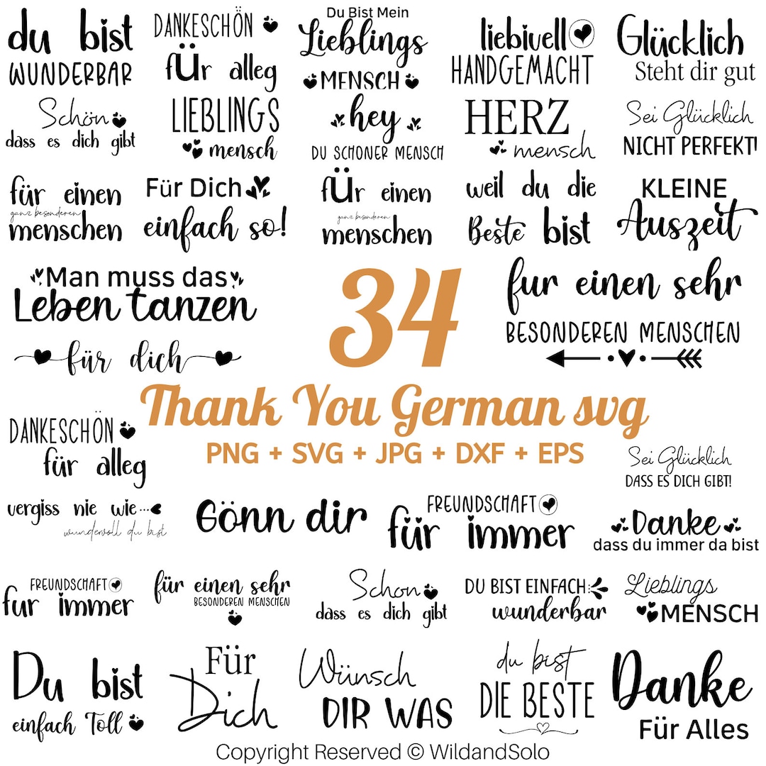 Danke Svg Bundle, Danke Design, Deutsches Schriftzug Design, Deutscher ...