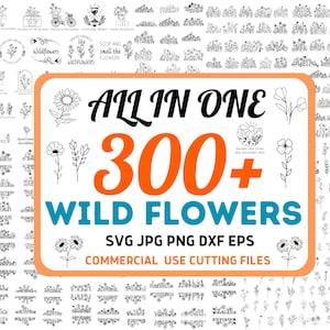 324 wilde bloemen svg megabundel, wilde bloemen rand svg, bloemen svg, bloemenwei svg, doodle bloem svg minimalistisch boeket veldplanten svg