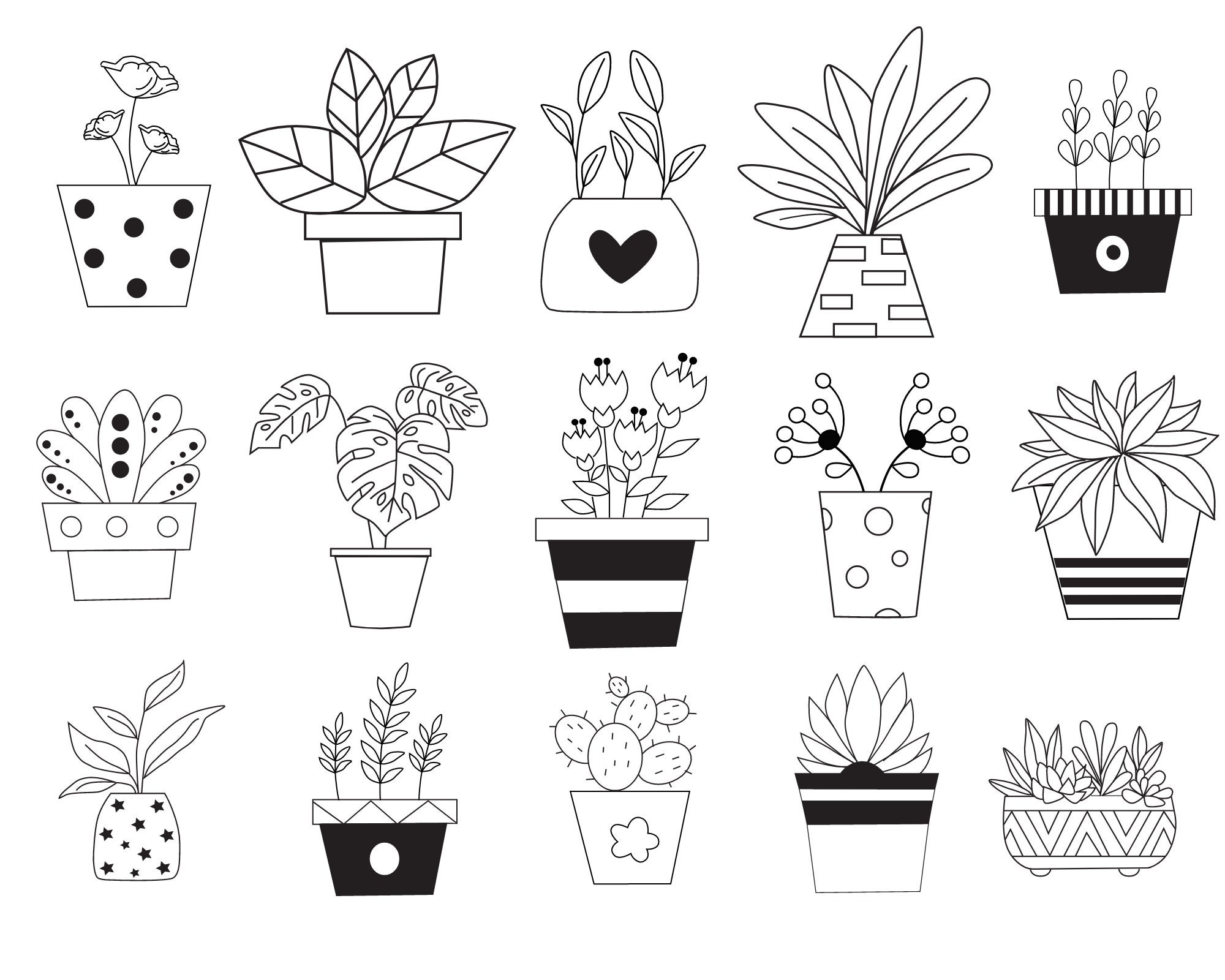 Flower Pot SVG Plants SVG Potted Plants Svg Houseplants Etsy