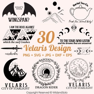 30 Velaris City of Starlight ACOTAR SVG Bundle, Gericht der Dornen und Rosen SVG, To The Stars City of Starlight, Fantasy Reader, Vierter Flügel