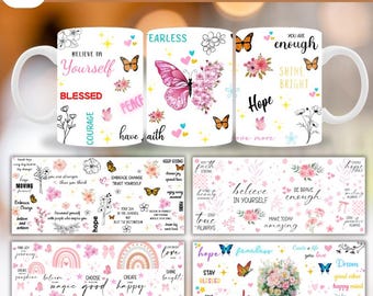 30 Mug Quotation Design, 15 oz Mug design, Positive Quotes Png, Sublimation PNG, Affirmation Mug Wrap PNG, Digital Download