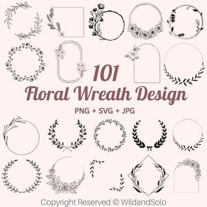 Wreath svg bundle, circle svg bundle, floral wreath svg, heart laurel wreath svg, wedding wreath svg, hand drawn wreath, wreath monogram svg