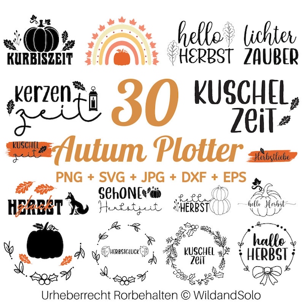 30 Herbst Plotter datei Svg, Herbst Zuhause svg, herbstzeit svg, Herbst Sprüche Plotter Svg, Herbst Clipart SVG, Kürbisspice svg, Kürbis SV