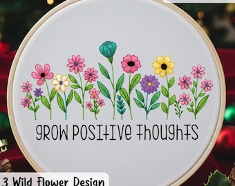 03 WildFlower Embroidery Design PDF Pattern | Printable Stick & Stitch | Hand Embroidery Pattern Diy | Floral Patterns | Instant Download