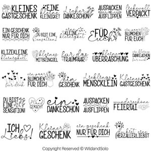 30 Deutsche Sprüche Plotterdatei, Label Lettering SVG, Schlüsselanhänger Plotterdatei, Schriftzug Plotterdatei, Tags Lettering PNG Bild 1