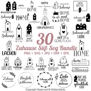 Lot de svg Zuhause Süß, Willkommensschild, Zuhause Süß Design, svg Haus, Zuhause Zitat Druck, Haus svg Cricut Schnittdatei Bundle
