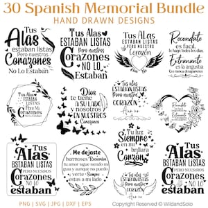 Lot de 30 fichiers Svg commémoratifs espagnols, citations commémoratives, Celebración De La Vida, Svg commémoratifs espagnols, En mémoire de l'espagnol, fichier traceur commémoratif