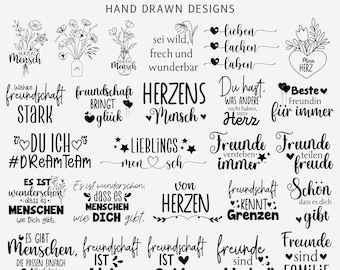 30 German Friendship Svg Bundle, German Svg Bundle, Friendship Design, Friends PNG, German Quotes, Sayings Svg, Plotter File, Silhouette