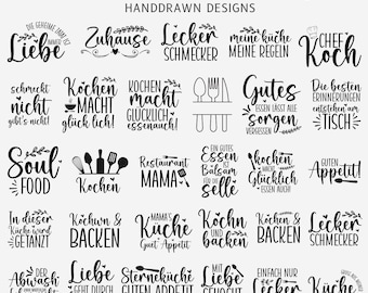 Archivo SVG para plotter de cocina alemana, paquete de archivos SVG alemanes, paquete de archivos SVG para cocina, SVG de citas alemanas, SVG de dichos alemanes, compatible con Cricut y Silhouette