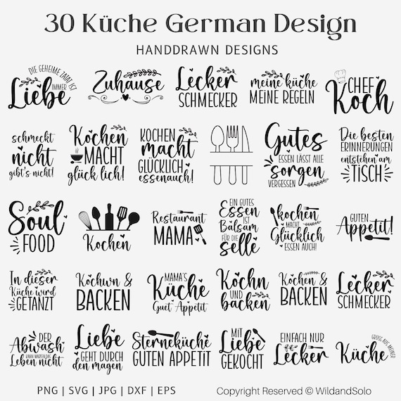 German Küche Plotter File Svg, German Svg Bundle, Kitchen Svg Bundle, German Quotes Svg, German sayings Svg, Cut For Cricut Silhouette