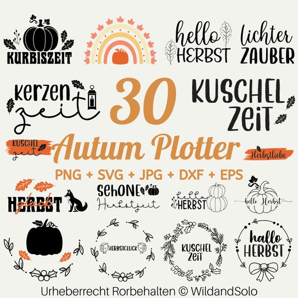 30 Herbst Plotter datei Svg, Herbst Sprüche Plotter Svg, Herbst Zuhause svg, herbstzeit svg, Kürbisspice svg, Kürbis SVG, Herbst Clipart SVG