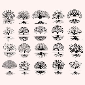 20 monogramas del árbol de la vida SVG, raíces de árboles SVG, Nuestras raíces SVG, Reunión familiar SVG, Árbol genealógico SVG, árbol con raíces SVG, Archivo de corte para Cricut