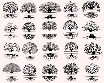 20 Tree of life monogram svg, tree roots svg, Our Roots SVG, Family Reunion SVG, Family Tree Svg, tree with Roots Svg, Cut file for cricut