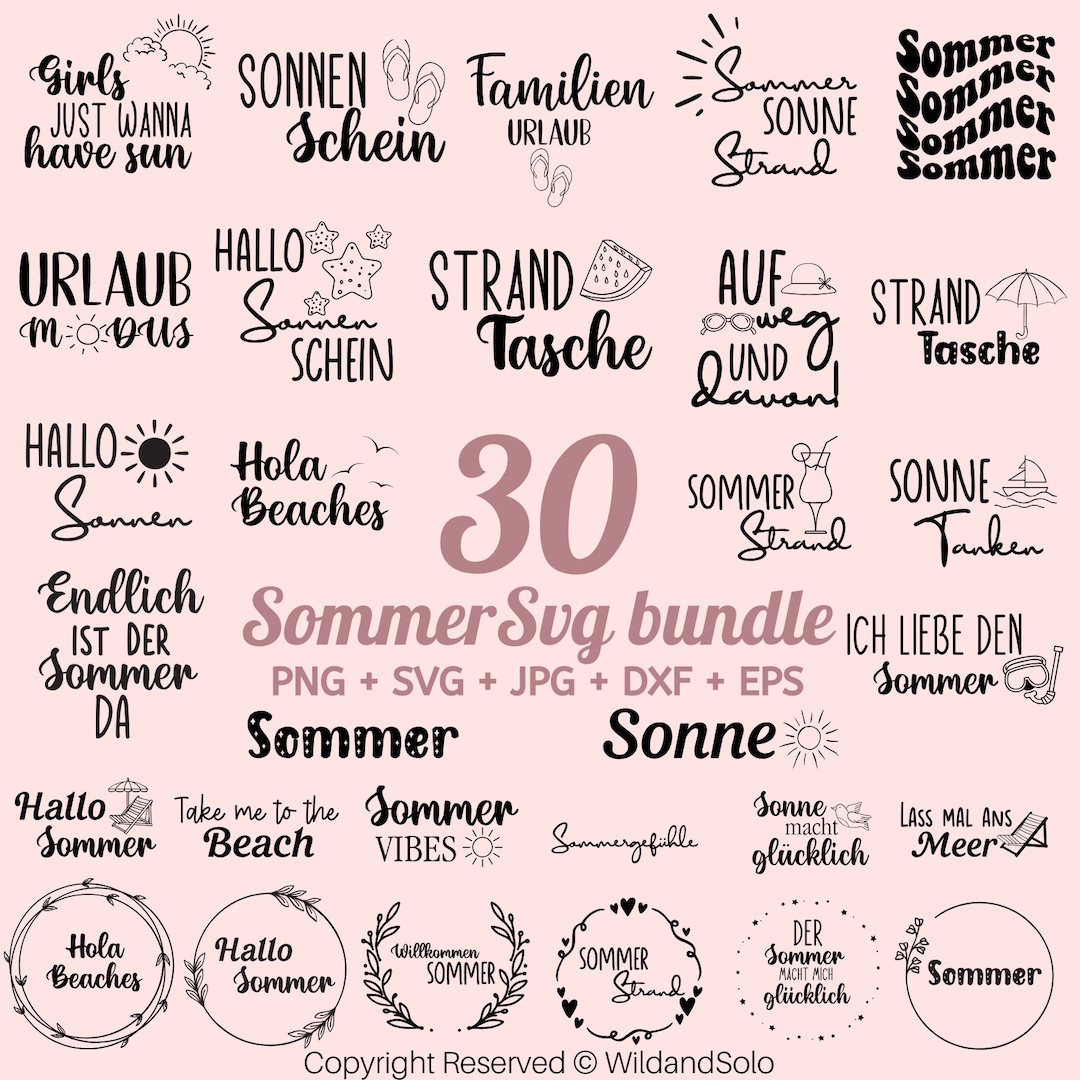 Sommer Svg Bundle, Sommer Spruch Svg, Deutsches SVG Design, Urlaubs Svg