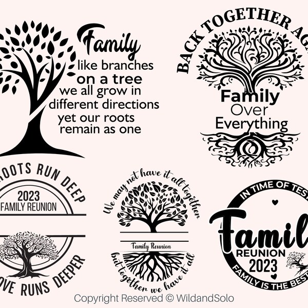 Family tree with quotation svg bundle, family reunion svg, tree of life svg, Our Love Runs Deeper, Our Roots Run Deep, Tree with roots SVG