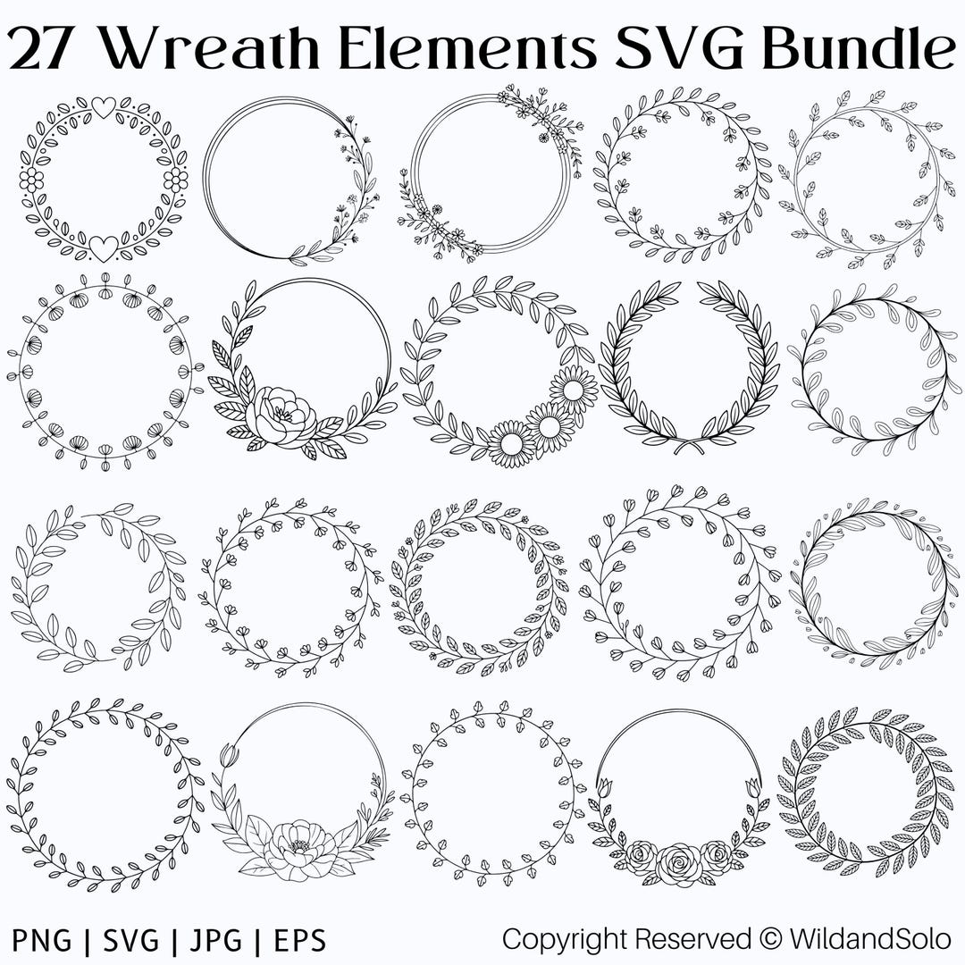 27 Floral Wreath SVG Bundle | Circle Wreath SVG | Heart Wreath SVG ...