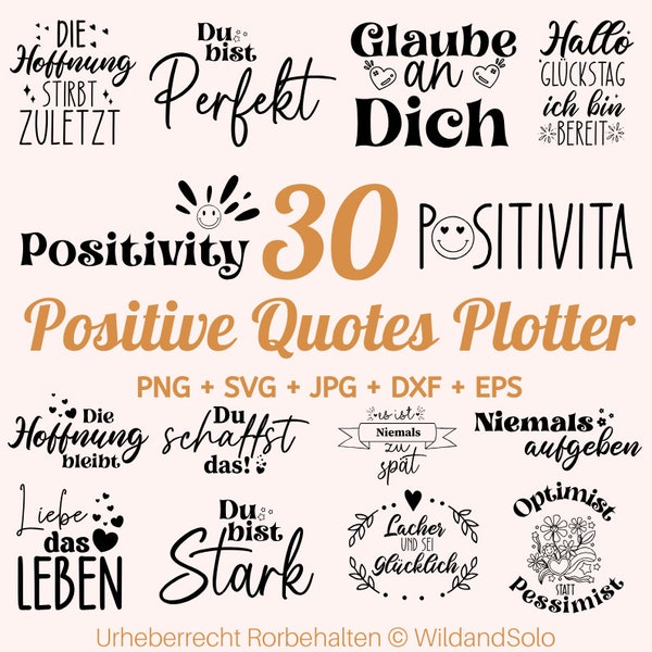 30 Positives Zitat SVG Bundle, German Inspirational Saying, German positive svg, German svg, Zuhause quotes svg. German saying bundle