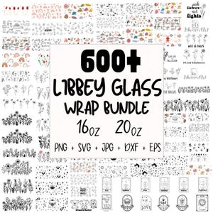 600+ Libbey Glass Wrap-bundel, 16oz 20oz Glass Can svg, Libbey Glass Can, Flower Libbey Glass Wrap, Svg-bestanden voor Cricut & Silhouette