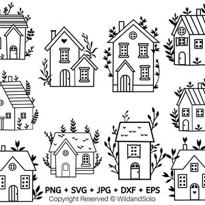 10 Little Home svg Bundle, House Clipart, House svg, little  House Outline svg, Little House png, eps, svg, dxf, jpg By Solo Wild