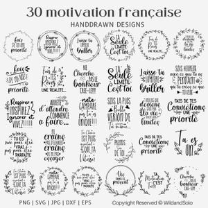 フランス語のモチベーション SVG デザイン、フランス語のデザイン、フランス語の格言、引用 SVG、T シャツ デザイン、プロッター ファイル、デジタル ファイル、即時ダウンロード
