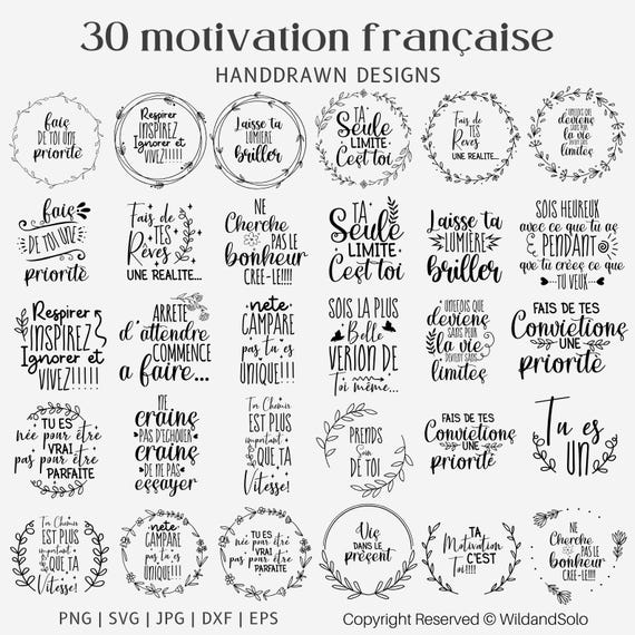 French Motivational Svg Design, French Design,  French Saying, Quotes Svg, T-Shirt Design, Plotter File, Digital File, Instant Download