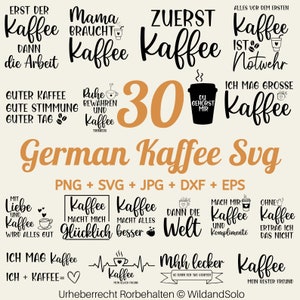 30 Paquete alemán Kaffee Plotter File Svg, Plotter alemán svg, paquete Kaffee svg, taza de café svg, Kaffeezeit svg, citas de amantes del café