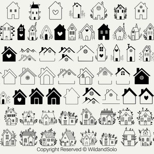 80 kleines Haus SVG Bundle, Dachhaus SVG, Blumenhaus SVG, kleines Haus SVG, Haus Kontur svg, skandinavisches Haus SVG, Schneidedatei für Cricut