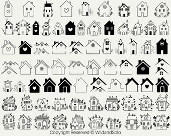 80 kleines Haus SVG Bundle, Dachhaus SVG, Blumenhaus SVG, kleines Haus SVG, Haus Kontur svg, skandinavisches Haus SVG, Schneidedatei für Cricut