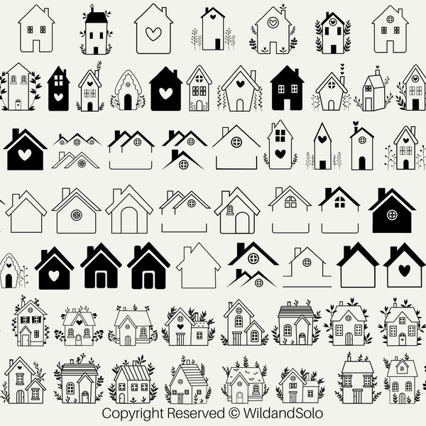80 Little House Svg Bundle, Roof House Svg, Floral house SVG, Tiny house Svg, House Outline svg, Scandinavian house SVG, cut file for cricut