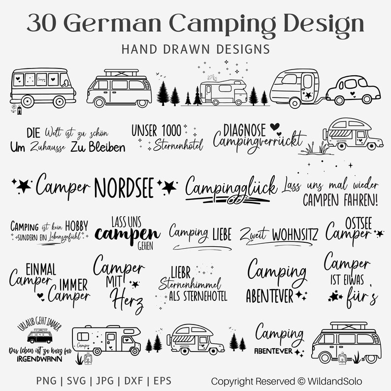 30 German Camping Svg, Camping Sprüche, German Quotes, Sayings Svg