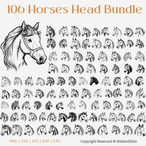 106 Pferdekopf-Svg-Bundle, Pferdekopf PNG-Bundle, Pferd Silhouette, Pferde-Svg-Bundle, Pferdekopf-Silhouette, Schnittdateien für Cricut
