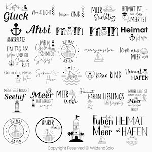 Deutscher Meer-Plotter, See-Zitate SVG-Bundle, Inspirierende Meeres Zitate, Maritime Plotterdatei, Möwen-Plotter, Seefahrt Maritim SVG