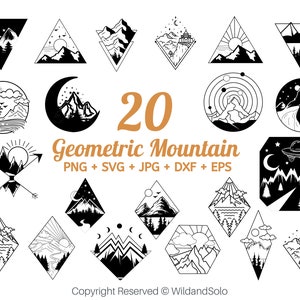 Geometrisches Berg-Svg-Bundle, Berg-Svg-Bundle, Bäume Aufnähbar, Camping-Svg, Camping Im Freien Abenteuer-Svg-Bundle, Landschaft svgBy Solo Wild