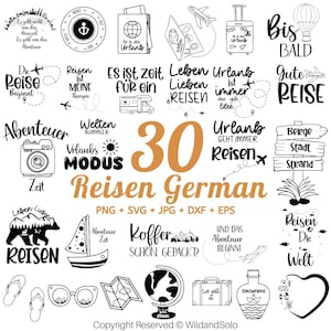 Duitse reisplotterbestand svg bundel, Duits Reisen ontwerp, Urlaub svg, Sommer Spruch svg, strand svg, Cricut Silhouette Studio, vakantie svg