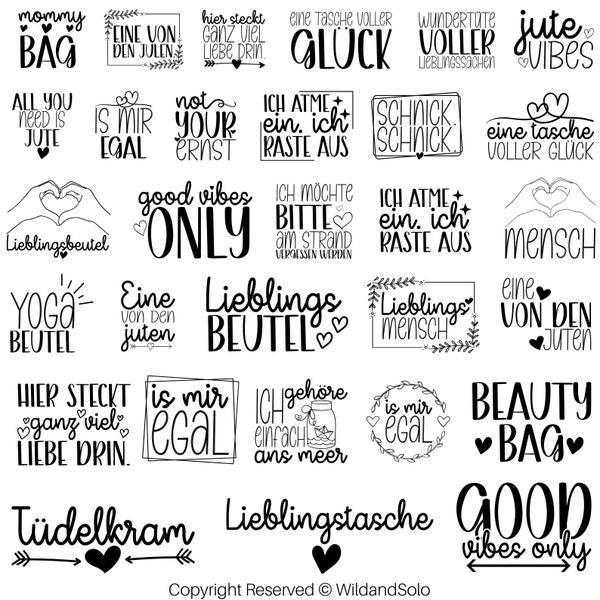 German Bag Sayings SVG Bundle, pocket sayings svg, Bag sayings bundle svg, Cricut Silhouette Studio, jute bag plotting svg, One of the Jutes