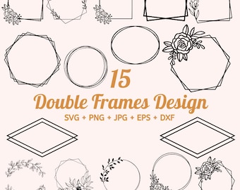Double Frame SVG, Rectangle, Circle Frame, Square Frame Bundle, Double Border, Doodle, Cricut, Label Svg, Vintage Frames Svg By Solo Wild