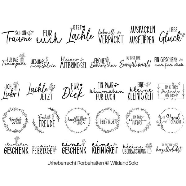30 German Sayings Plotterdetai, Label Lettering, German Svg, German Sayings  svg Bundle, keychain plotter file,  Schriftzug Plotterdatei