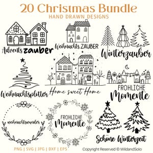 20 German Christmas Svg Bundle, Christmas Plotter File svg, Christmas Houses and Tree Svg, Plotterdatei weihnachten Svg Cut For Cricut