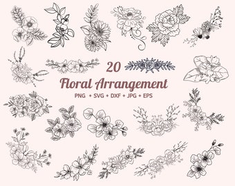 Fiori SVG, Bordo floreale SVG, Bordo floreale SVG, Floreale SVG, Peonie SVG, Rose SVG, Peonie SVG, File SVG per Cricut, png, dxf