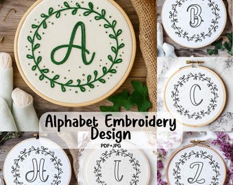 26 Floral Alphabet Embroidery Pattern, 26 Flower Letter Embroidery PDF, Hand Embroidery Alphabet, Hand Stitched Alphabet Digital Download