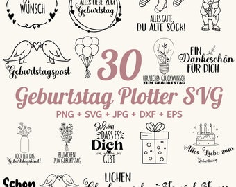 30 Geburtstag Plotterdatei svg Bundle, Birthday Plotter File, Alles Gute zum Geburtstag svg, Geburtstagskind svg, Geburtstag Schriftzug svg