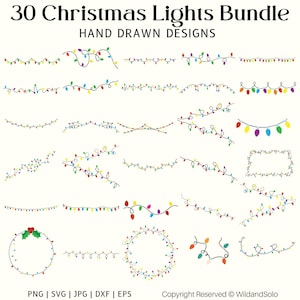 Peut inclure: Un ensemble de 30 motifs de lumières de Noël dessinés à la main. Les lumières sont de formes et de tailles variées, notamment des cercles, des carrés et des rectangles. Les lumières sont de couleurs variées, notamment rouge, vert, bleu, jaune et blanc.