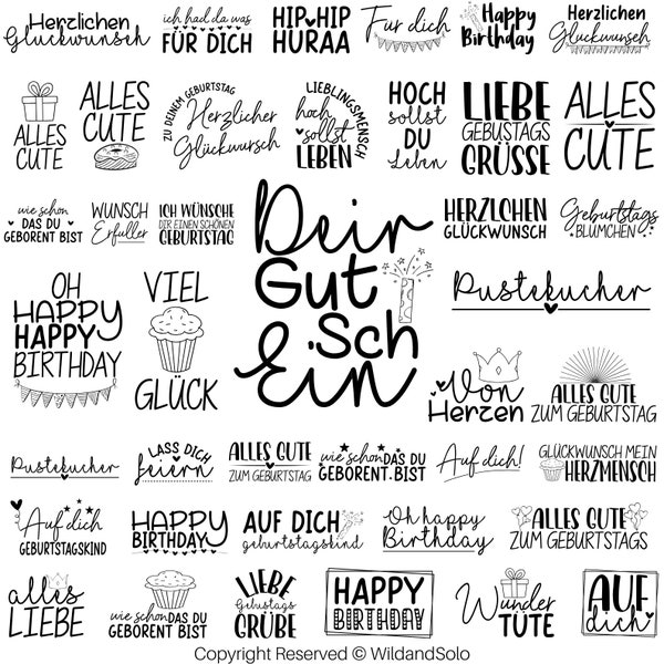 40 Geburtstag Plotterdatei svg Bundle, Birthday Plotter File, Alles Gute zum Geburtstag svg, Geburtstag Schriftzug svg, Kuchen svg