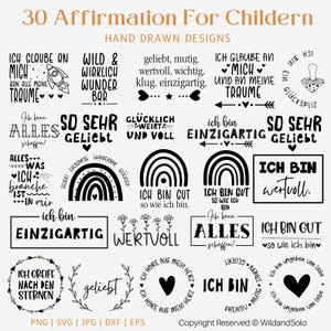 Afirmación en alemán para niños (SVG), archivo para plotter, refranes alemanes (SVG), diseño inspirador para niños, SVG en alemán, corte para Cricut Silhouette